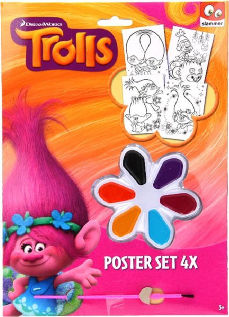 Slammer Trolls Poster Art Set - Waterverf Bloem