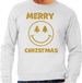 Bellatio Decorations Foute Kersttrui/sweater voor heren - Merry Christmas - grijs - glitter goud - Smile / Emoticon XXL