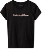 Calvin Klein Girls Script Logo Slim Ss T-shirt Black Taille: 14