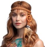 Boland Hoofdband Dreamcatcher Volwassenen Vrouwen Bruin Oranje Veren Polyester