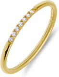 Lucardi Bague pour femme en or 9 carats avec zircone - Bague - 9 carats - Doré - 19 / 60 mm