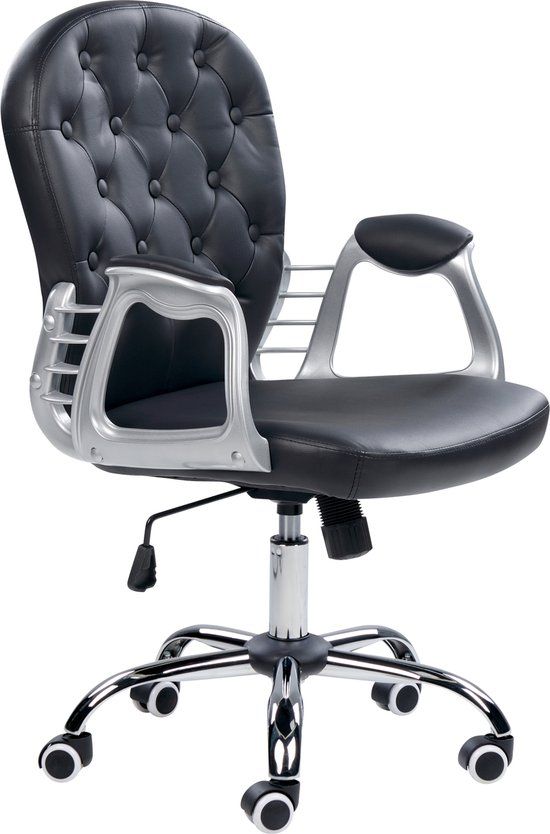 PRINCESS Bureaustoel - Zwart Kunstleer - Draaibaar - Verstelbaar