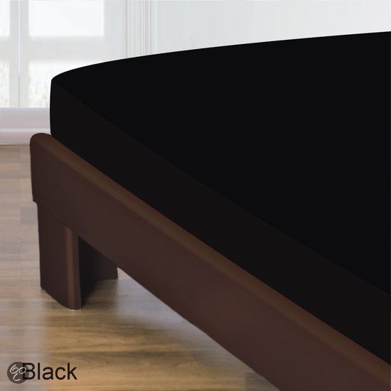 Homee HomÃ©Ã© - Hoeslaken Gladde Katoen - Zwart - 180x220 + 40cm
