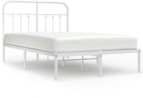 vidaXL Bedframe met hoofdbord Metaal Wit 120x190 cm