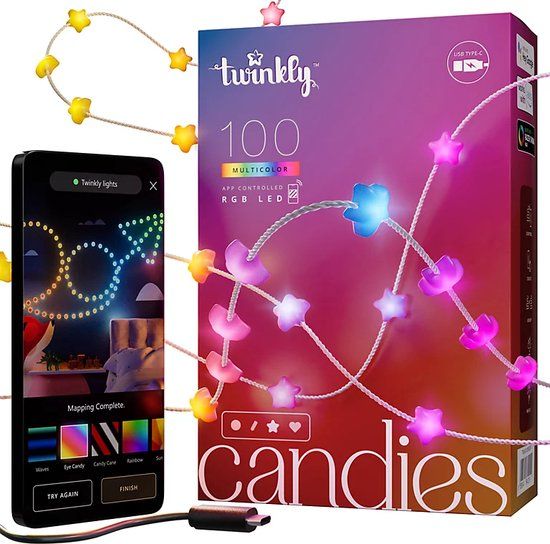 Twinkly Candies Lichtsnoer - Ster - RGB - 100 LED's - 6 meter - Transparant