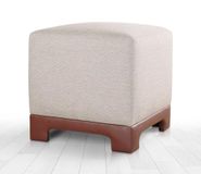 Atelier Del Sofa Stijlvolle Tan Poef, 50 x 50 x 47 cm, 50% katoen en 50% linnen, 35 DNS orthopedische spons, 6 cm dik, kunstleren legs, modern en comfortabel zitten