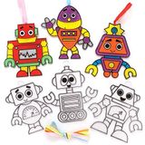 Baker Ross FE379 Robot Zonnevanger Decoraties - pakket van 10, Glas in Lood Effect voor Kinderen om te Versieren en Tentoon te Stellen voor Knutselactiviteiten.