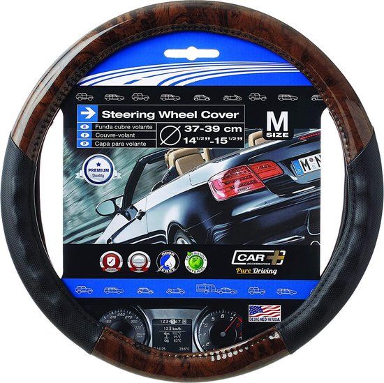 Car Plus Auto Stuurhoes 37 - 39 Cm Kunstleer Donkerbruin/zwart