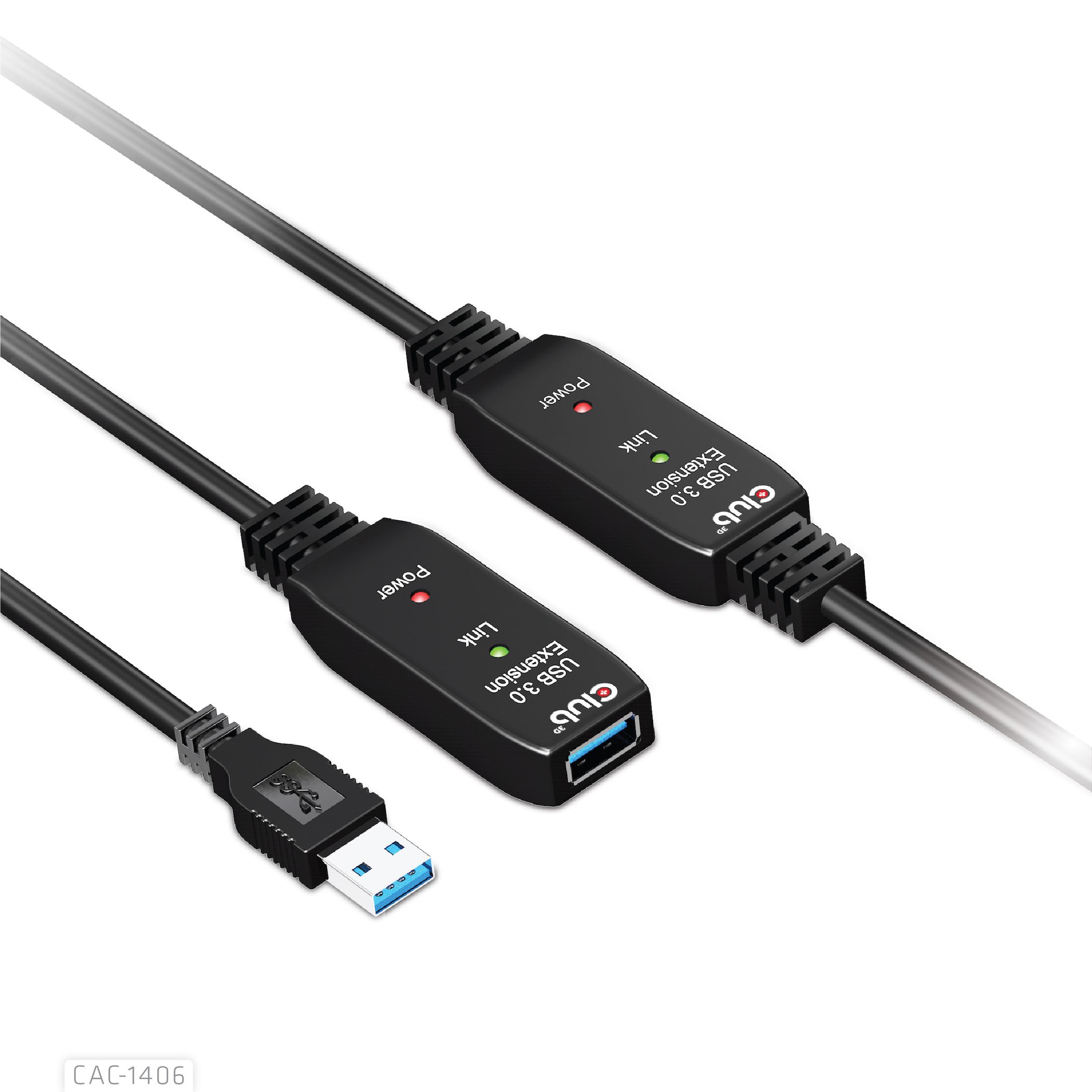 Club 3D USB 3.2 Gen1 Active Repeater Cable 15m Zwart