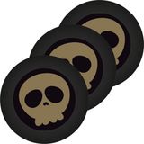 Haza Halloween/horror doodshoofd/schedel bordjes - 24x - noir - papier - D23 cm