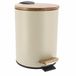 Tendance Badkamer prullenbak/afvalbak Bamboo vibe - soft close - crème - 3 liter - metaal