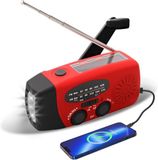 VHV Noodradio - Solar handzwengel radio AM/FM - 3 LED zaklamp en 600mAh accu - Camping