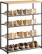 ACAZA Schoenenrek - Schoenenkast - 4 Lagen - voor 12 Paar Schoenen - 83 x 63 x 30 cm - Metaal met Hout - Lichte Eik Kleur