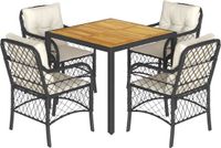 vidaXL 5-delige Tuinset met Kussens Poly Rattan Zwart