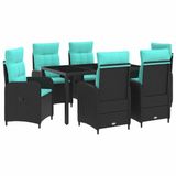 vidaXL Bartafel set 2-persoons polyrattan zwart en turquoise