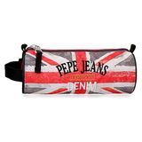 Pepe Jeans Calvin etui, rond, 23 x 9 x 9 cm, polyester, rood, blauw, wit, 23 cm, pennenetui
