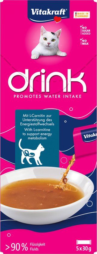 Vitakraft Drink Salmon +L-Carnitine - Vloeibare Kattensnack - 5 x 30gr