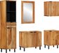 vidaXL Meuble de salle de bain - set - Naturel - Bois - 38 x 33 x 160 cm
