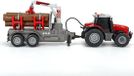 Dickie Toys Massey Ferguson speelgoedtractor met hanger en 3 houten stammen, houten grijper, trekker met aanhanger, type 8737, boerderijspeelgoed, licht & geluid, incl. batterijen, 42 cm