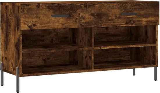 vidaXL Schoenenbank 102x35x55 cm Bewerkt Hout Gerookt Eikenkleurig