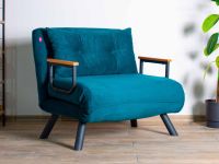 Sandero Canapé convertible 1 place tissu bleu pétrole