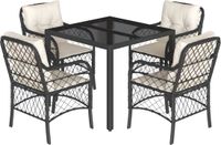 vidaXL 5-delige Tuinset met kussens poly rattan zwart