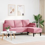 vidaXL Bankstel met kussen Roze Polyester