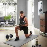 SONGMICS Set van 2 gietijzeren halters, verstelbaar gewicht, stalen stang, fitness, krachttraining, thuis