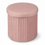 Merkloos Poef met opbergruimte - 38 cm - fluweel - roze