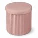 Merkloos Poef met opbergruimte - 38 cm - fluweel - roze