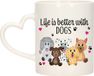 Bellatio Decorations Mok - Life is better with dogs - Wit - Hartjes Oor