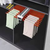 Porte-pantalons double rangée en métal, porte-pantalons extensible à 22 barres, porte-pantalons silencieux pour armoire à trois sections