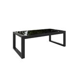 Margaret Hadas: Tuintafel, buitentafel, Madera, salontafel voor terras of balkon, weerbestendig, metaal, glas, balkonmeubels, zitbank met rugleuning, tuinmeubels, zwart