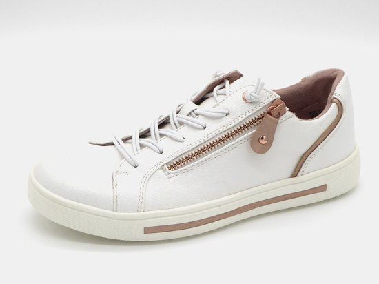 Jana Dames Sneaker - 23660-152 Wit/Rosegoud - Wijdte H - Maat 39