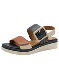 Tamaris WIDE FIT Dames Sandaaltje 8-88706-42 890 Wide Fit Multicolor Leer Plateau Sandalen Maat 37 EU