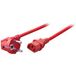 Netzkabel Schutzkontakt 90° - C13, 180°, rot, 3,0 m, 3 x 1,00 mm² - 1 VPE = 10 Stück