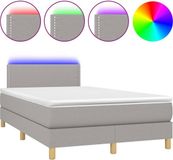 vidaXL Boxspringbed met matras en LED-verlichting, lichtgrijs, 120x200 cm, stof