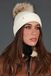 D'Arienzo Bonnet en laine crème avec pompon en fourrure beige noir, Taille Unique, Couleur Crème