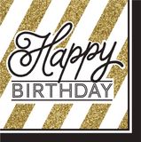 Creative BIGIEMME SRL - 16 Happy Birthday servetten zwart-goud