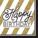Creative BIGIEMME SRL - 16 Happy Birthday servetten zwart-goud