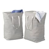 Honey Can Do Set van 2 Opvouwbare Stof Wasmand Manden Met Handgrepen HMP-09863 Grijs