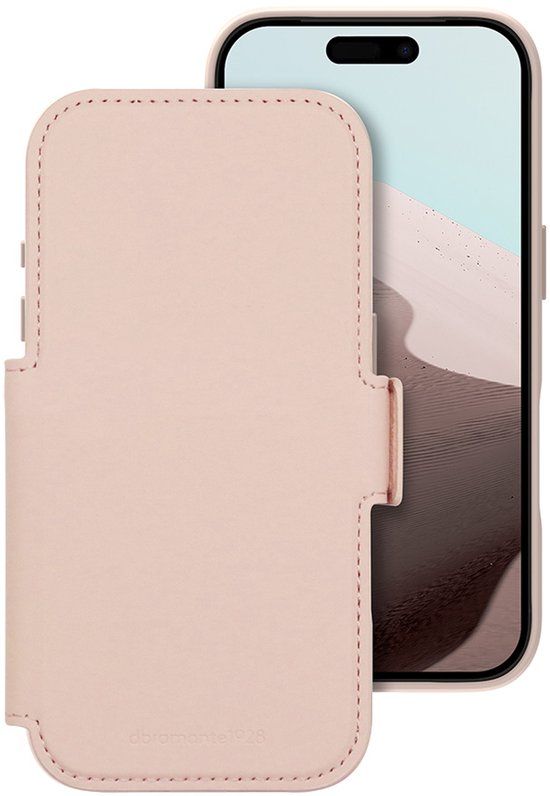 dbramante1928 Bookcase hoesje geschikt voor iPhone 17 Pro - Effen Roze - Kunstleer - 2in1 Magnetisch Uitneembaar Design