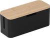 Relaxdays Kabelbox - voor stekkerdoos - kabels wegwerken - bamboe - zwart