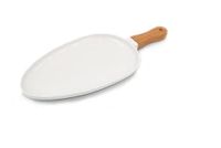 Schop Porseleinen schep met wit houten handvat, ovaal, 26 cm