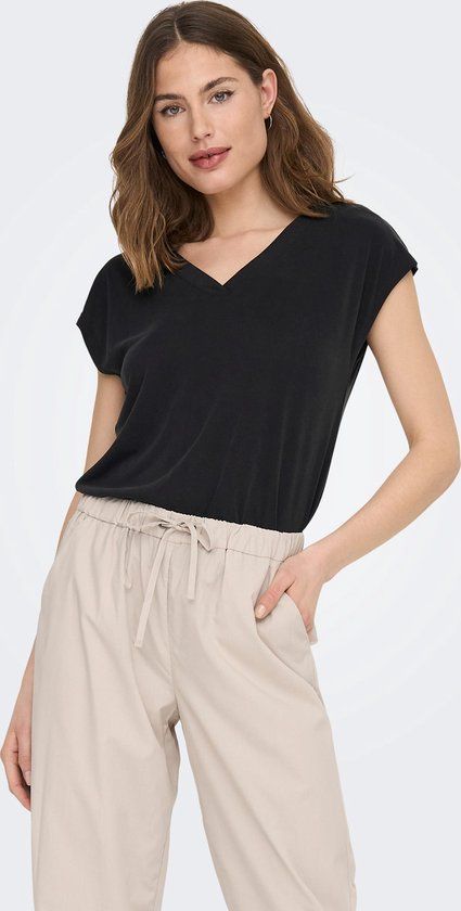 Only T-shirt Onlfree S/s Modal V-nec Top Box Jrs - Black - XS