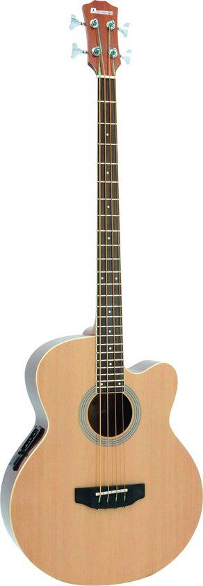 Dimavery AB-450 Elektrisch-akoestische basgitaar naturel
