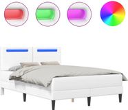 vidaXL Bedframe met LED-stripverlichting Wit 140 x 190 cm Kunstleer