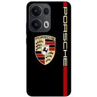Oppo Hoesje voor Oppo Reno 13 Pro 5G met Porsche-logo in rood en goud op een zwarte achtergrond