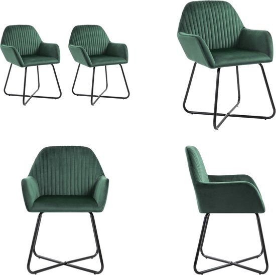 vidaXL Eetkamerstoelen 2 stuks fluweel groen