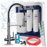 Ari robinet de cuisine 3 voies Solid Spring, graphite, robinet d'évier extractible. Incluant système de filtration d'eau Aquaphor Ro-202S Pro